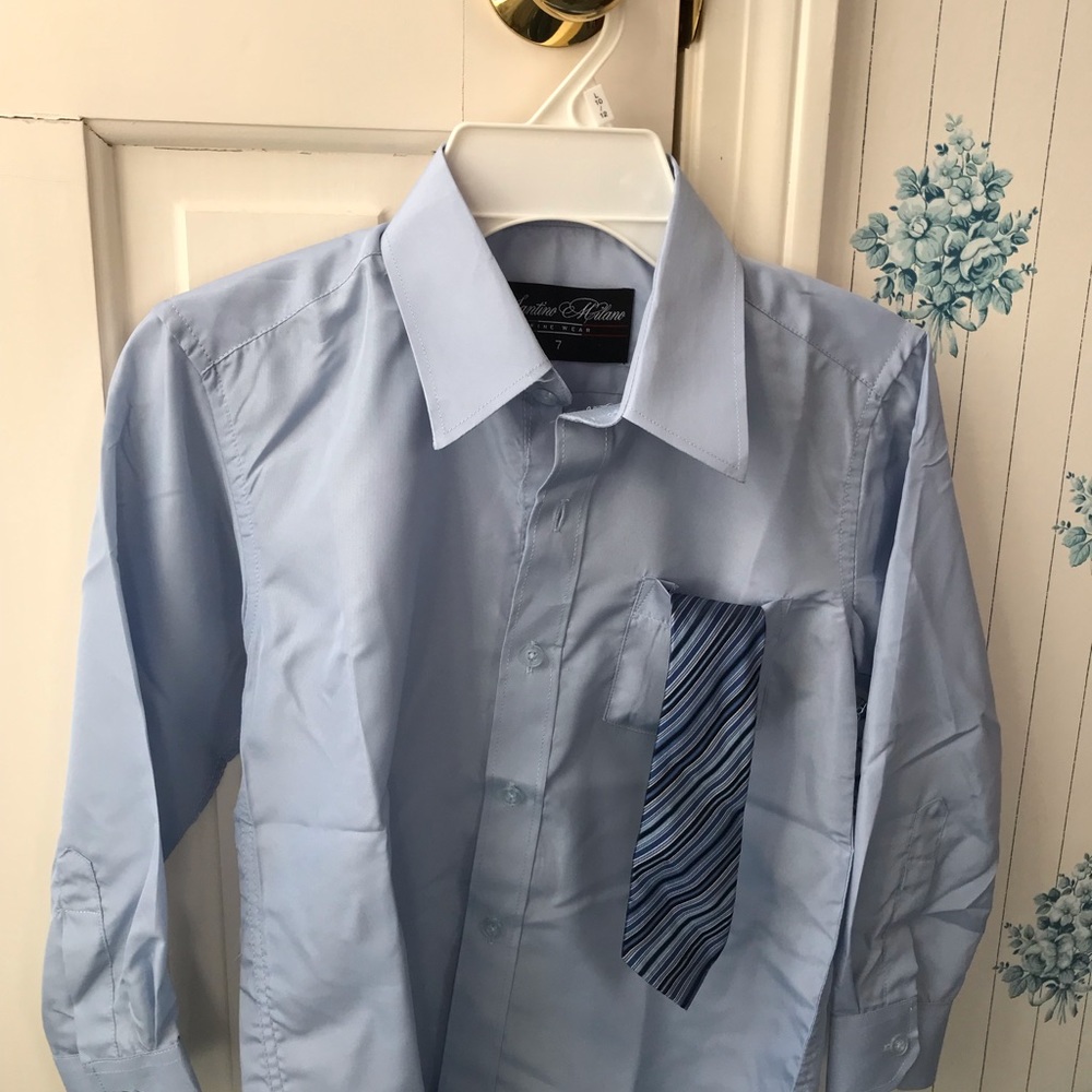 Boys NWOT shirt & clip tie Sz. 7